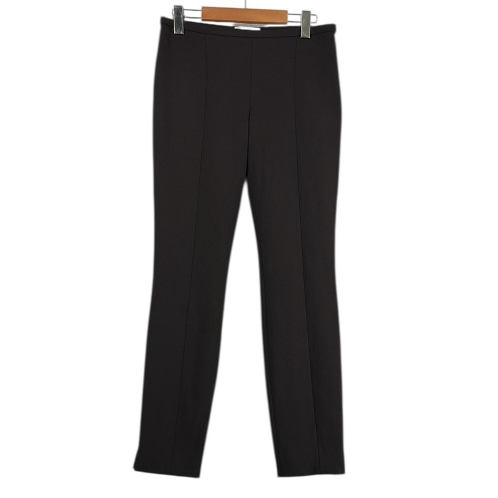 The Row Classic Brown Black slim leg pants ankle slit trouser wool elastane sz 4